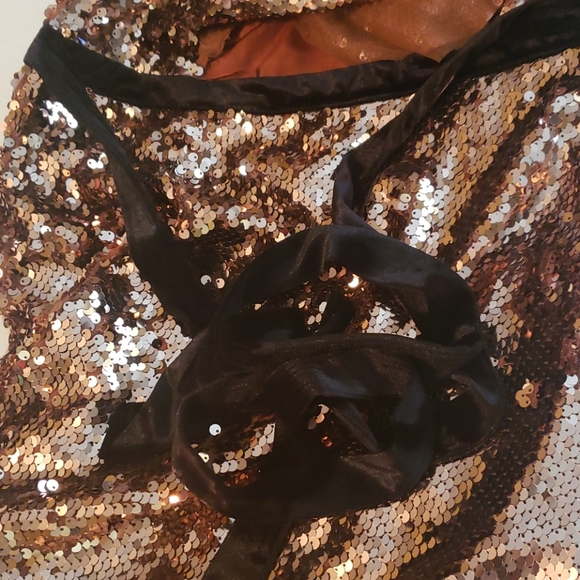 ♻️ New Free People Rose Gold Tribeca Sequins Ruffle Mini Dress Size 6 - Picture 13 of 13